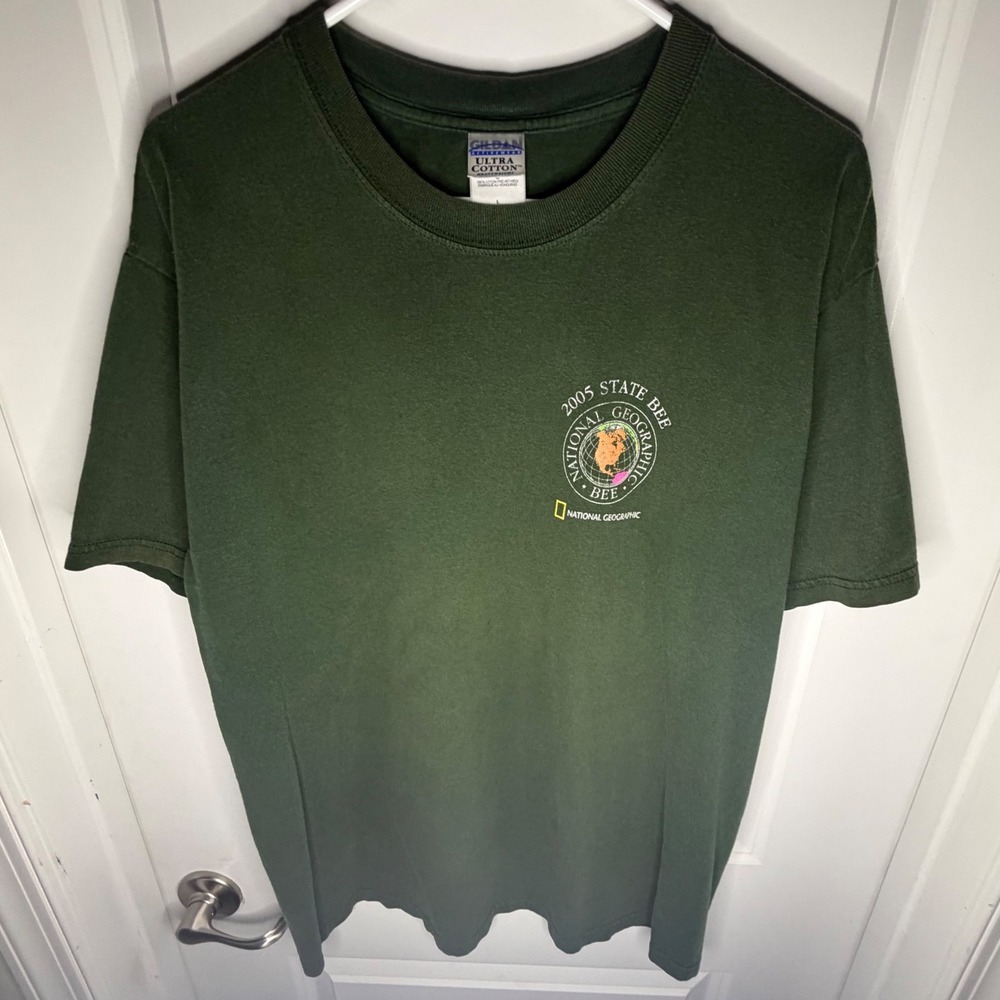 Vintage Y2K 2005 National Geographic State Bee Dark Green T-Shirt Mens Large - Picture 2 of 7